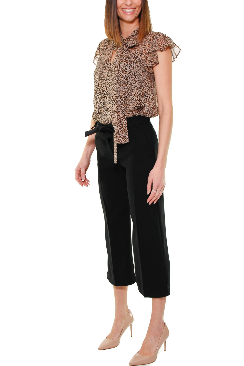 Pinko pantalone cropped in crepe nero