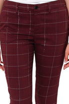 Liu Jo White pantalone cropped in principe di galles bordeaux