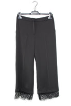 Twin Set Srl pantalone cropped inserto pizzo nero