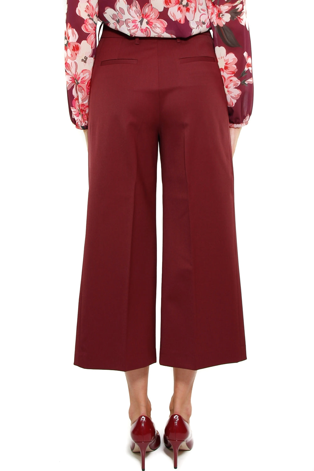 Twin Set Srl pantalone cropped linea ampia bordeaux