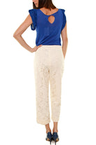 Twin Set Srl pantalone cropped pizzo macrame' beige