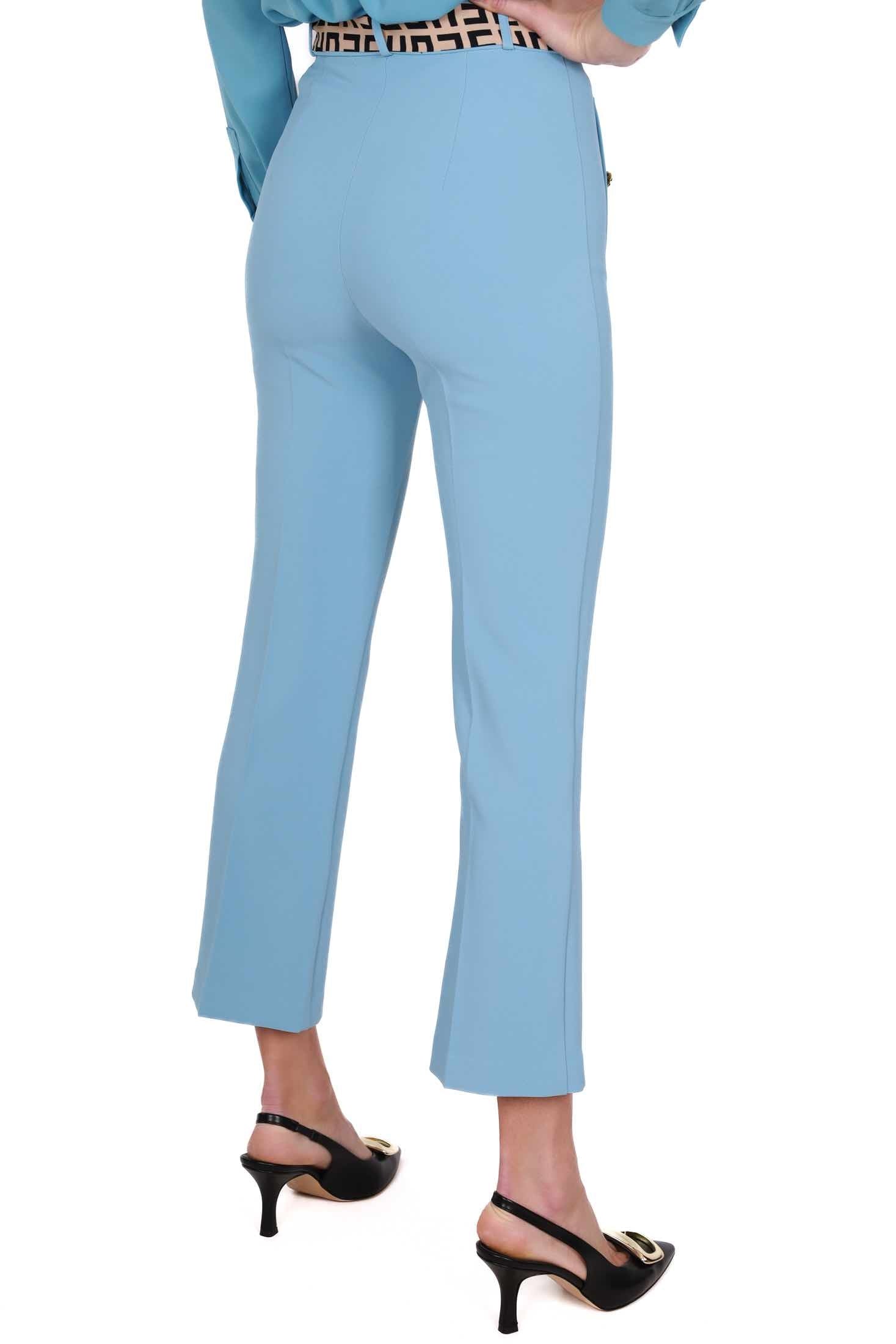 Elisabetta Franchi pantalone elegante in crÈpe azzurro