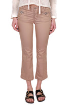 Liu Jo White pantalone flare cropped in cotone cammello