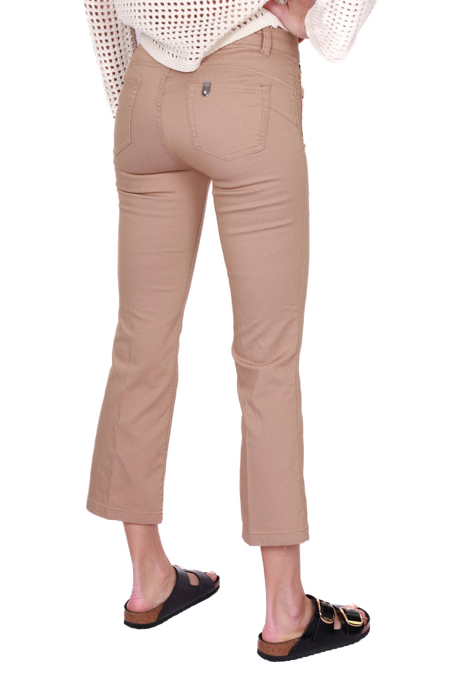 Liu Jo White pantalone flare cropped in cotone cammello