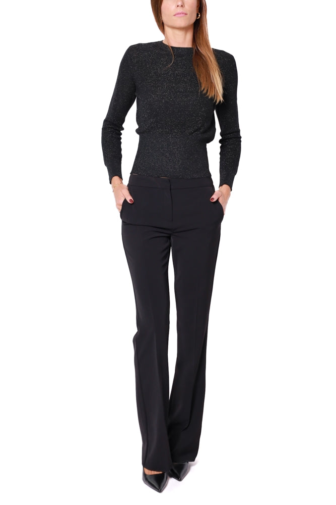 Emme Marella pantalone flare in twill stretch nero