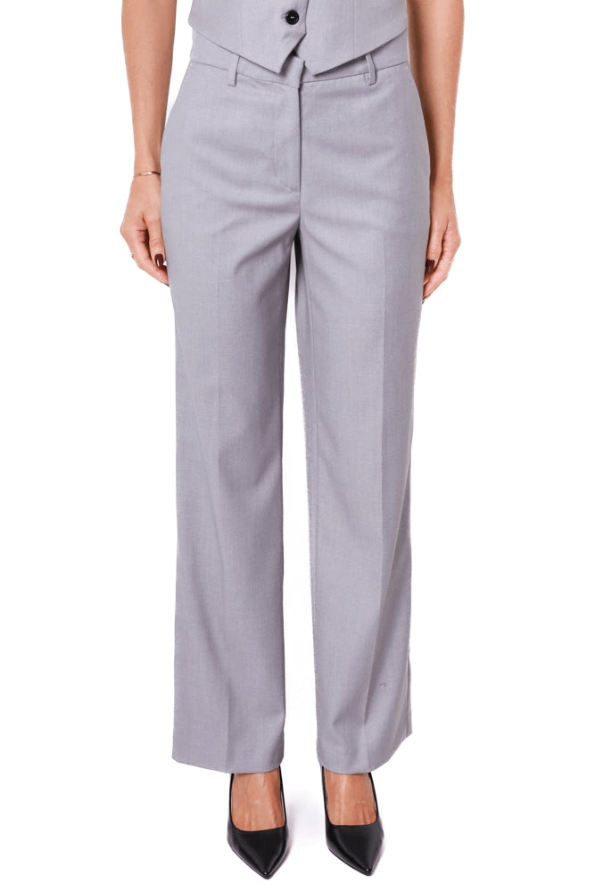 Liu Jo White pantalone gamba dritta in tessuto twill stretch grigio