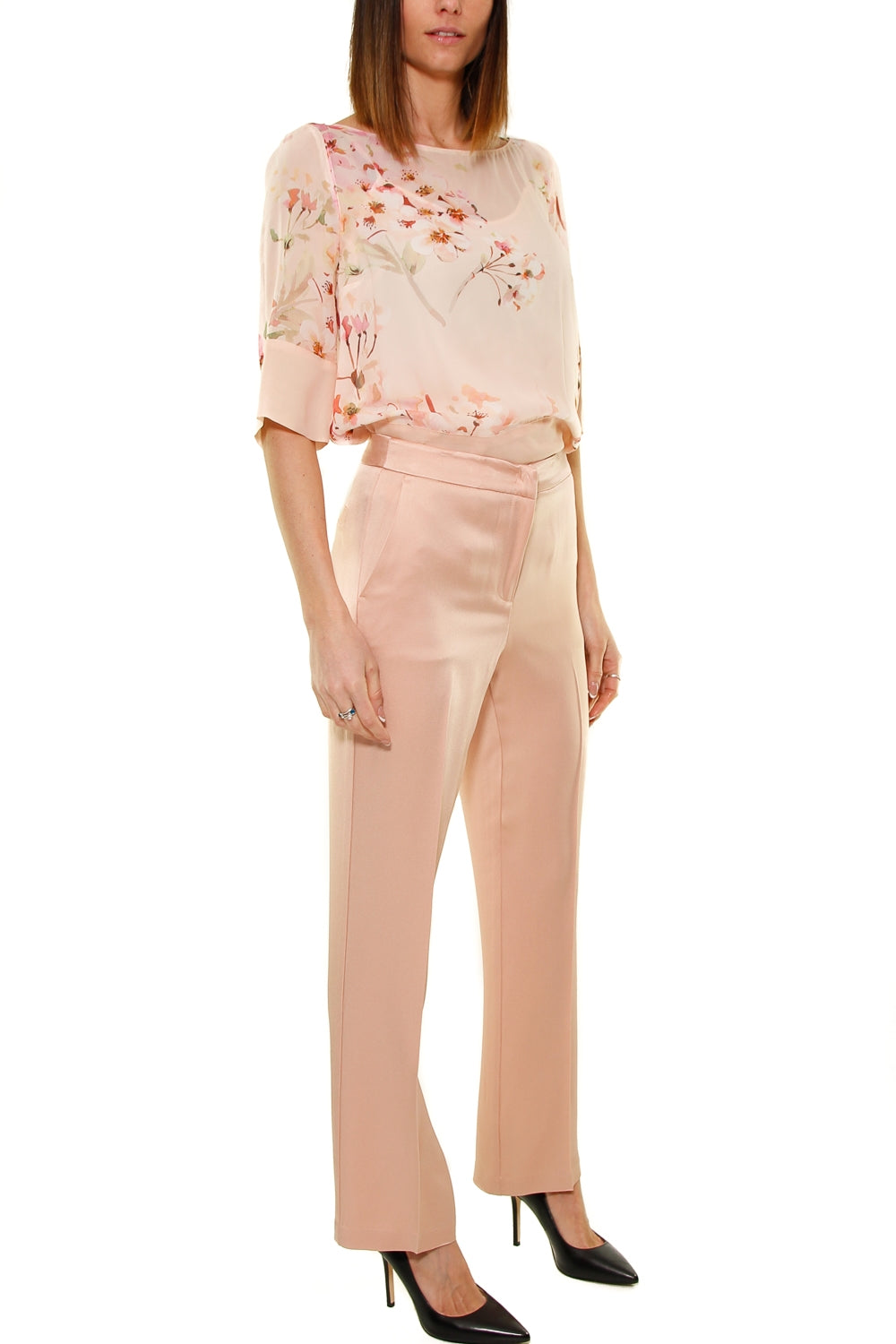 Twin Set Srl pantalone in cady effetto lucido rosa