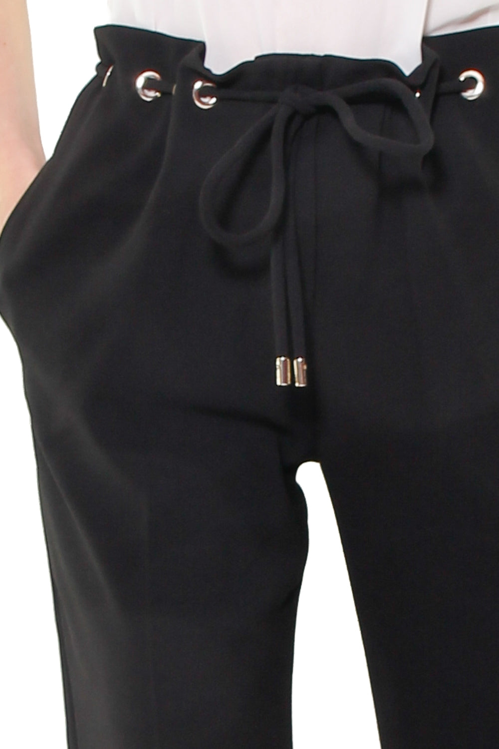 Liu Jo Black pantalone in crepe con coulisse nero