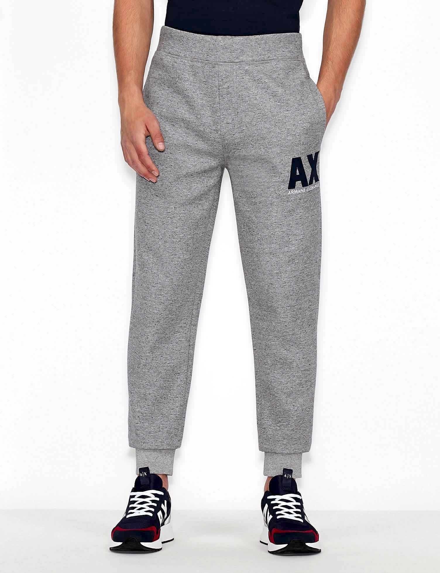 Ax Uomo pantalone in felpa con logo stampato grigio