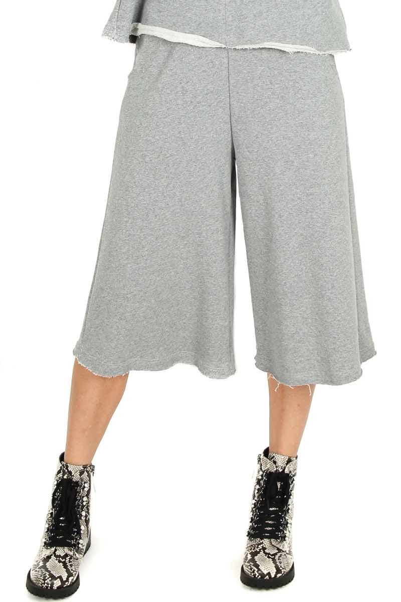 Le Streghe pantalone in felpa cropped orlo unfinished grigio