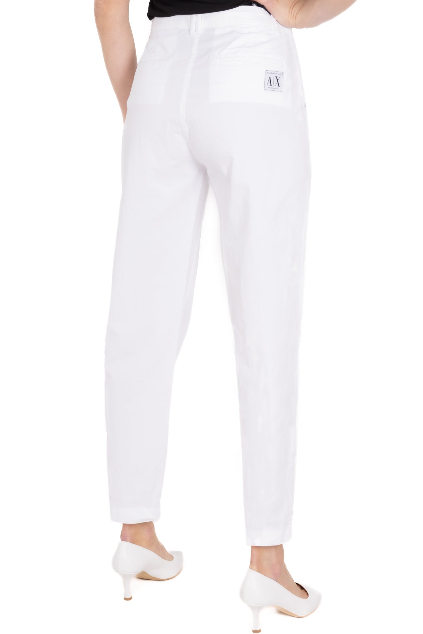 Ax Donna pantalone in twill di cotone bianco