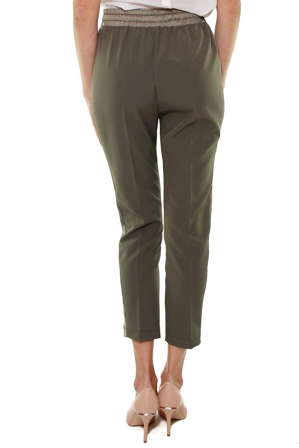 Fracomina pantalone jogger con banda verde