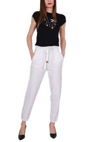 Elisabetta Franchi pantalone jogger in cotone con logo bianco