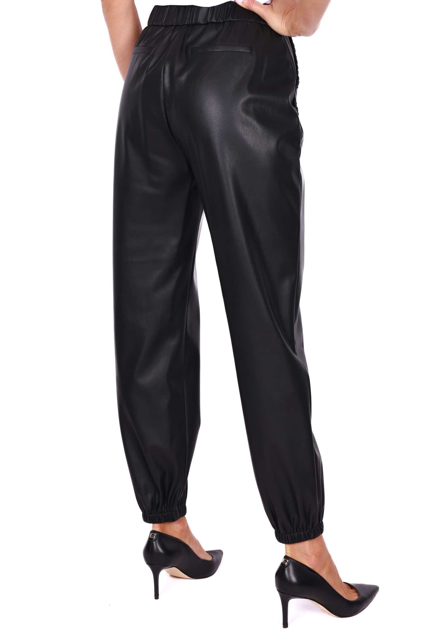 Liu Jo White pantalone jogger in ecopelle nero