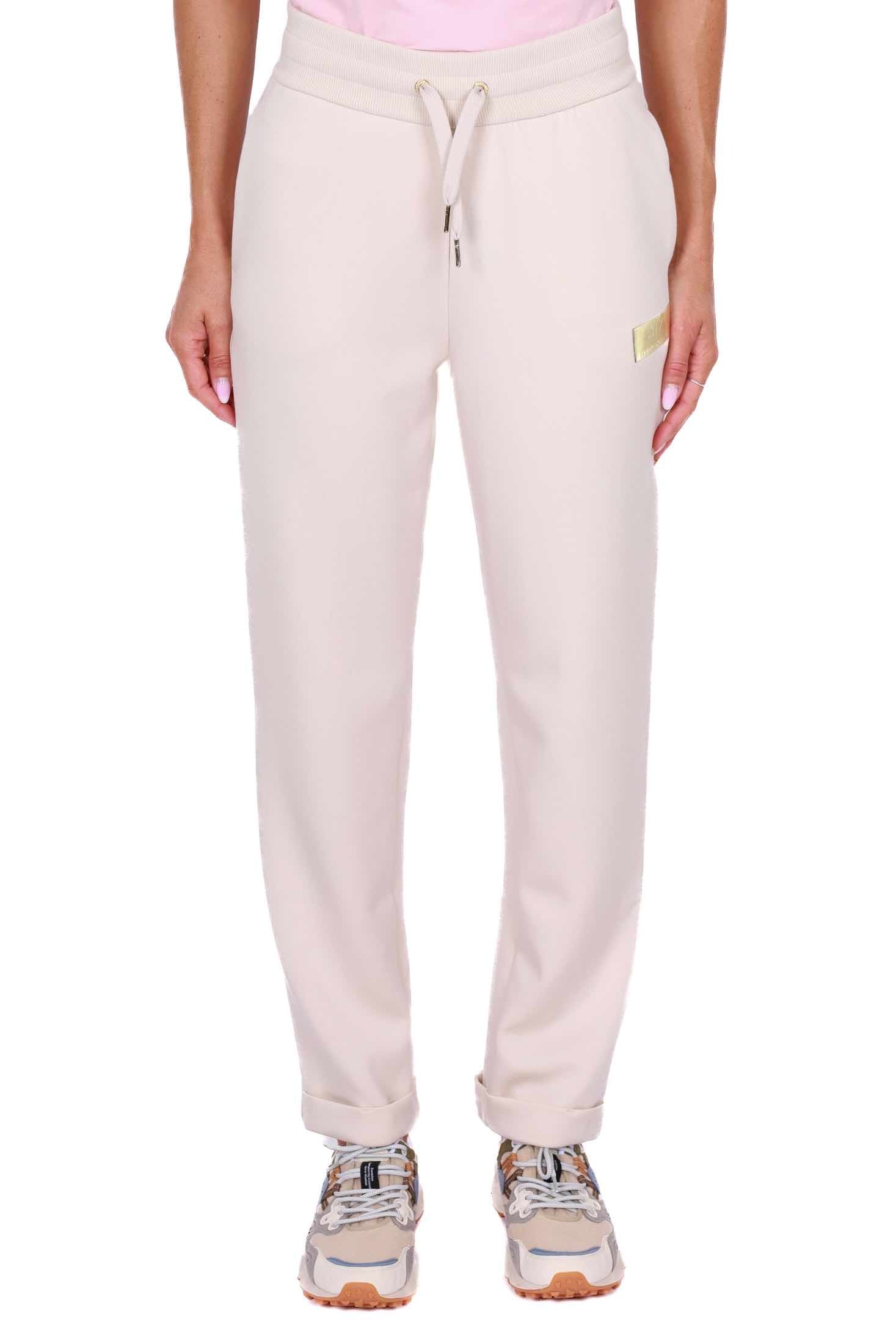 Ax Donna pantalone jogger in felpa stretch panna