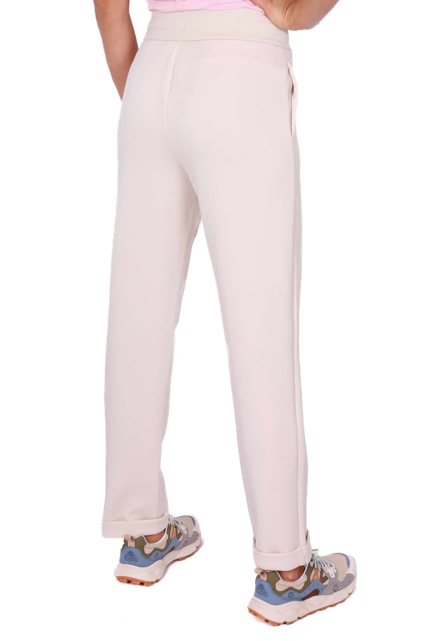 Ax Donna pantalone jogger in felpa stretch panna