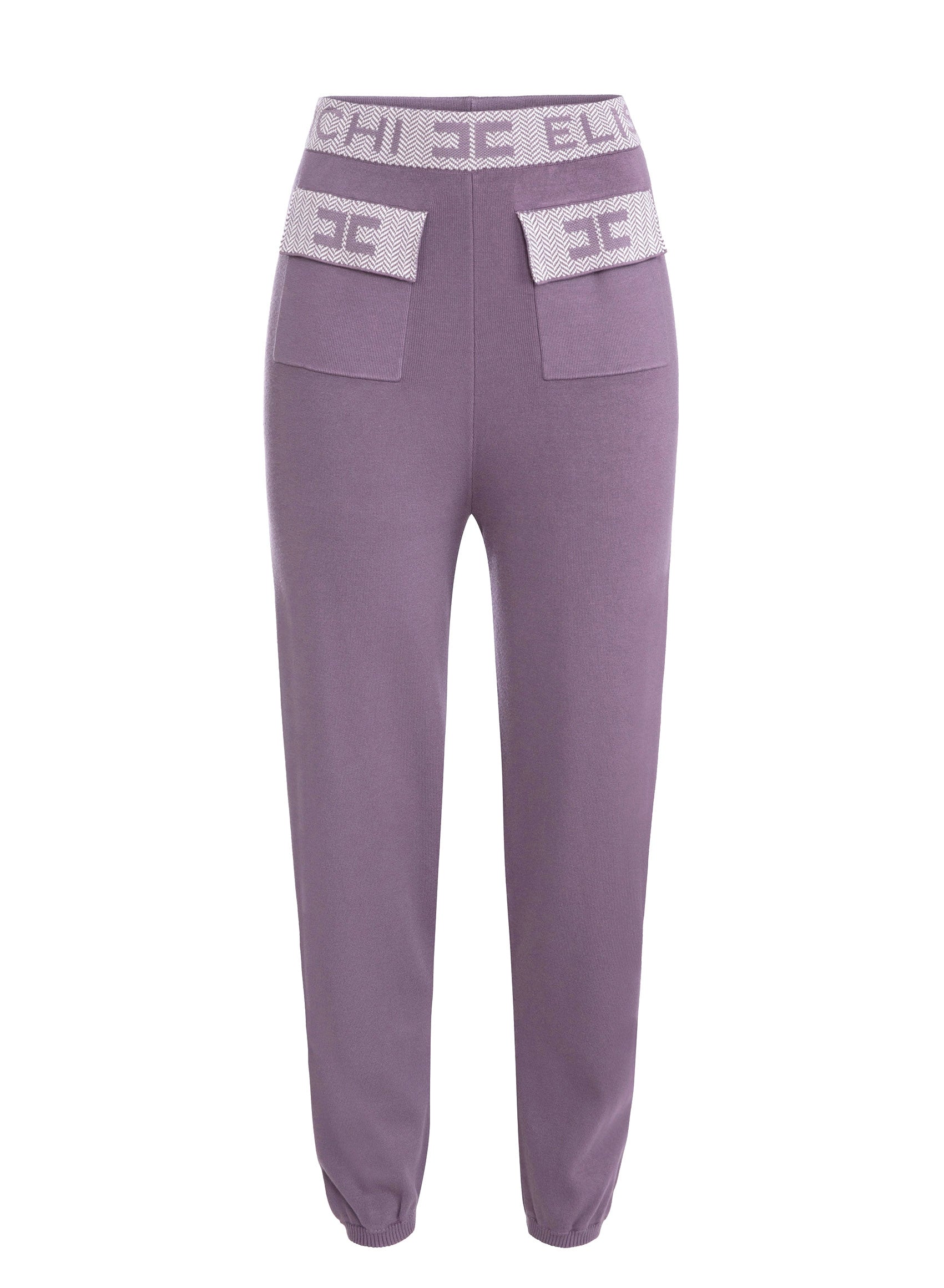 Elisabetta Franchi pantalone jogger in maglia viola