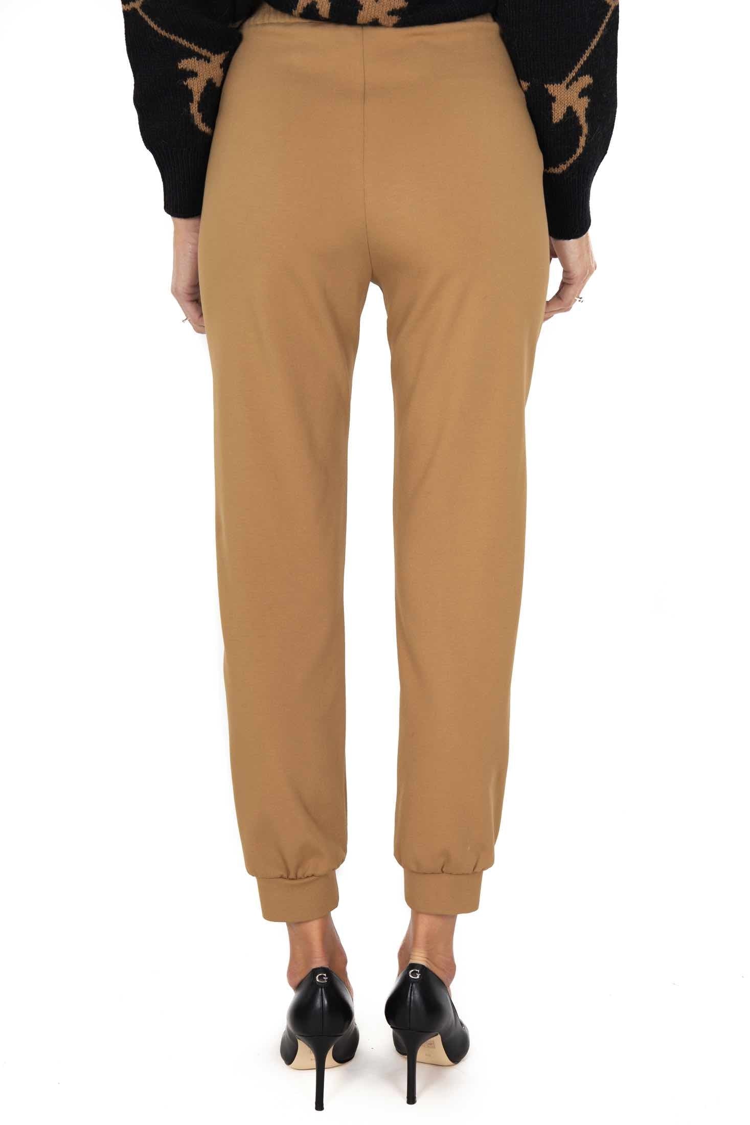 Pinko pantalone jogger in punto milano cammello