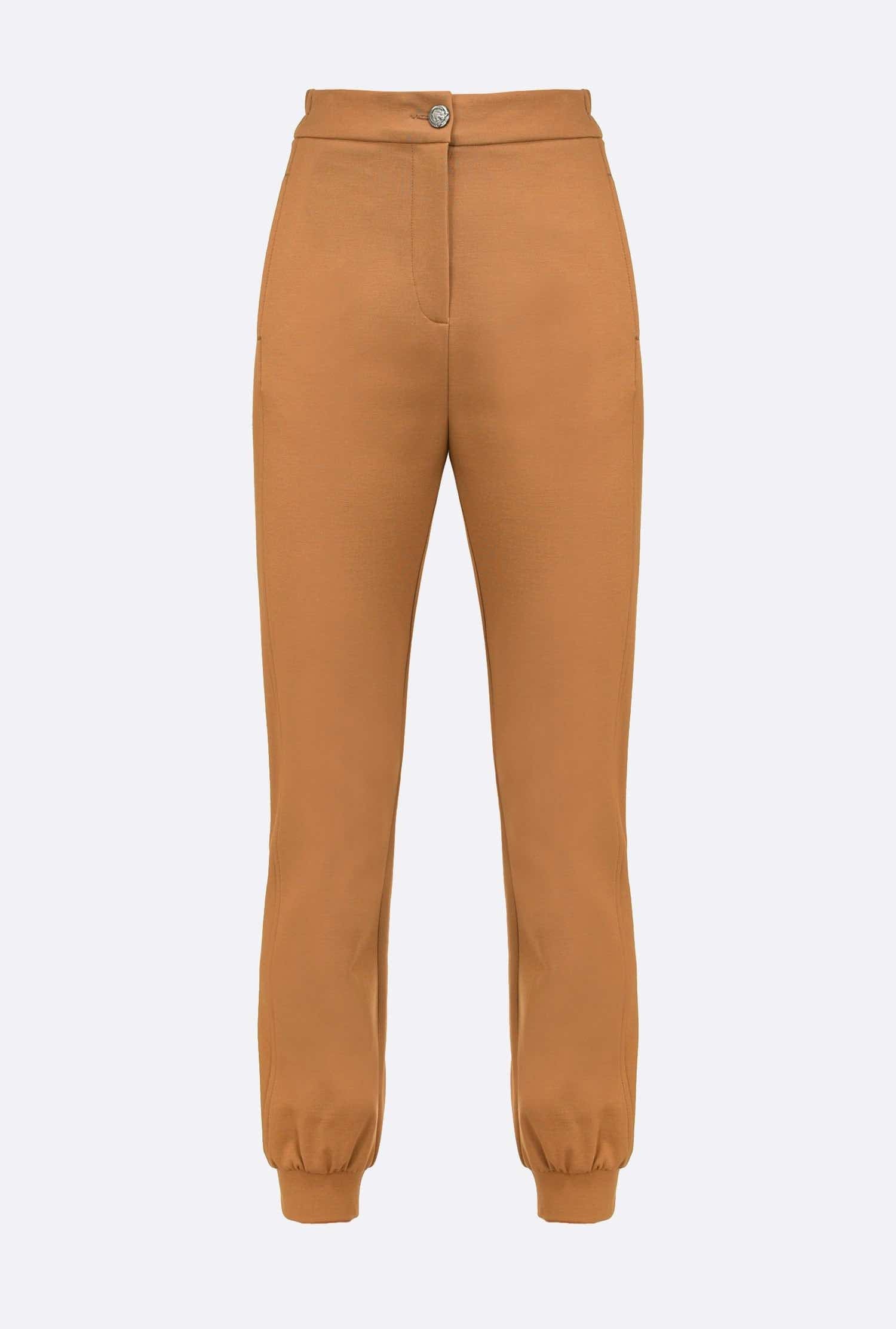 Pinko pantalone jogger in punto milano cammello