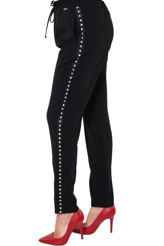 Liu Jo White pantalone joggings con coulisse e borchie ai lati nero