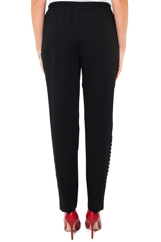 Liu Jo White pantalone joggings con coulisse e borchie ai lati nero