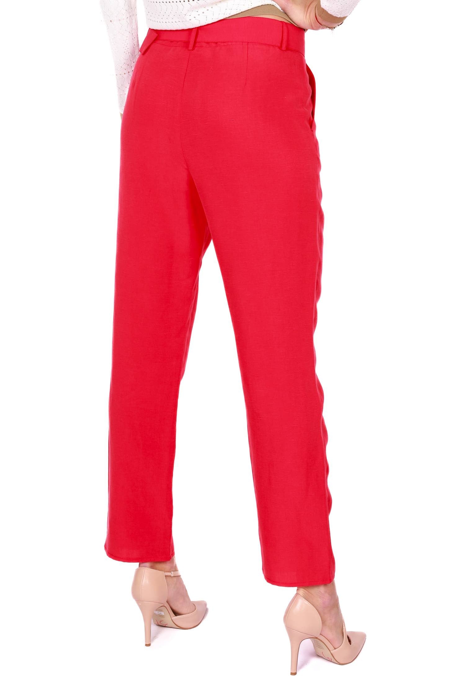 Liu Jo White pantalone misto lino con cintura rosso