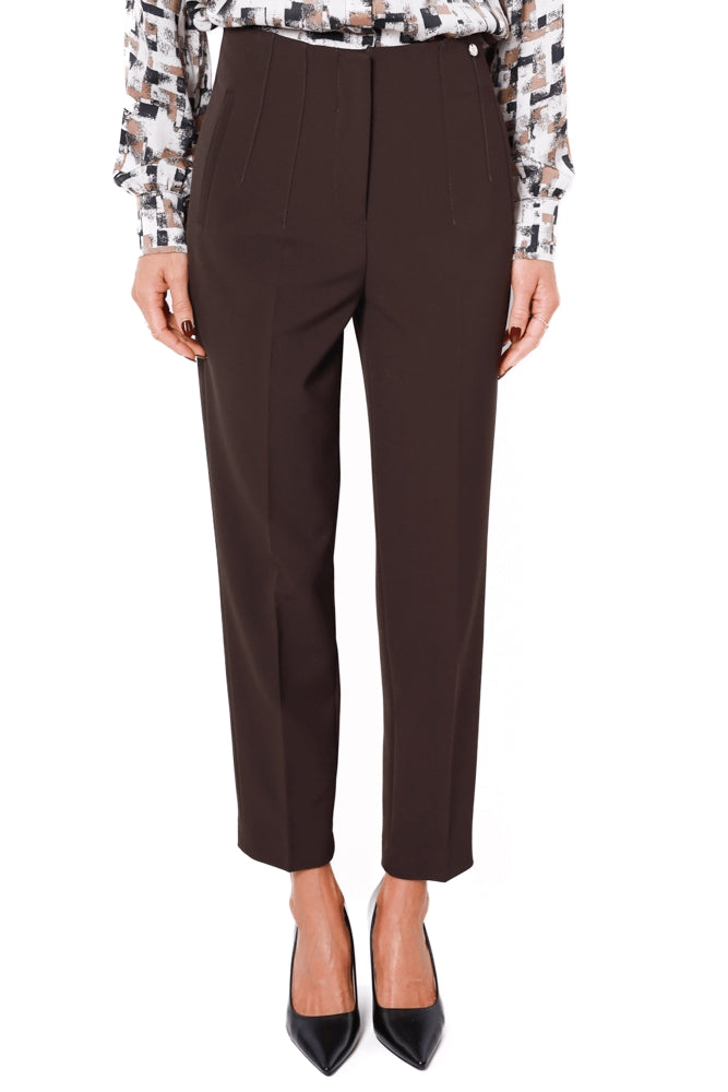 Liu Jo Black pantalone sigaretta in crÈpe stretch marrone