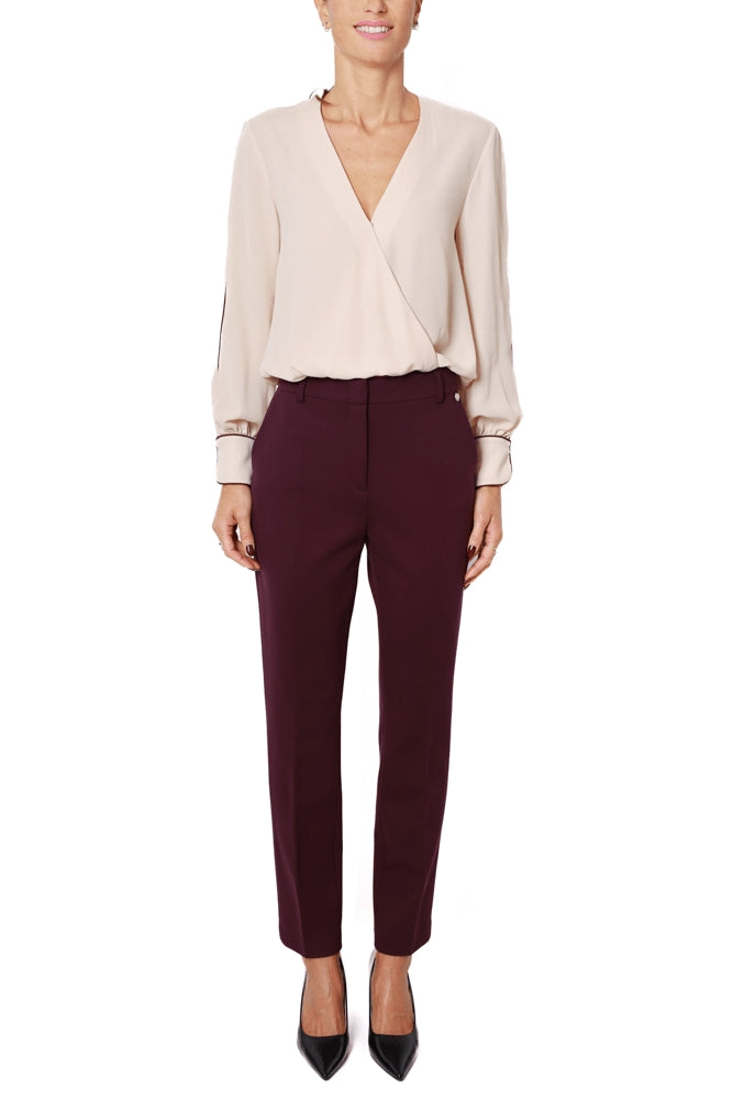 Liu Jo Black pantalone sigaretta in punto milano bordeaux