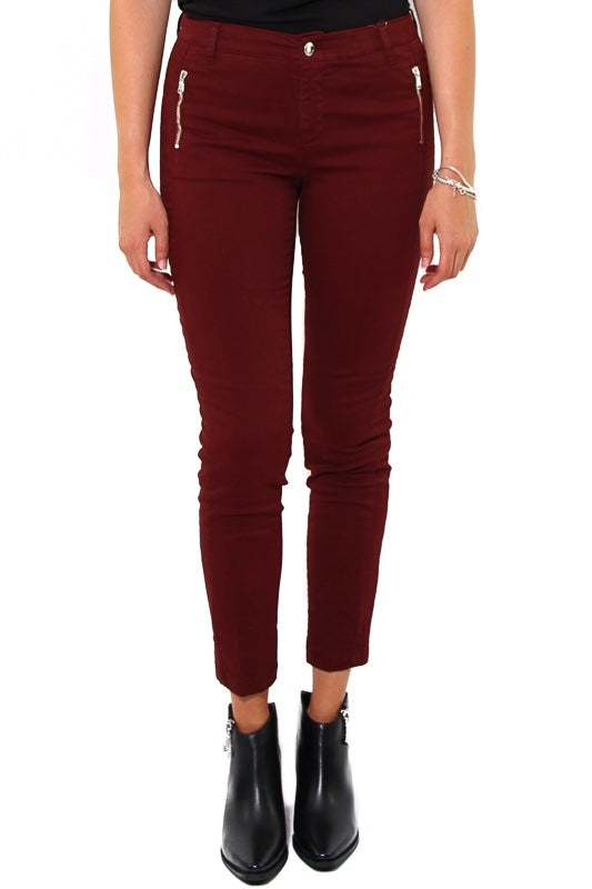 Liu Jo White pantalone skinny in cotone stretch bordeaux