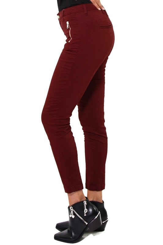 Liu Jo White pantalone skinny in cotone stretch bordeaux