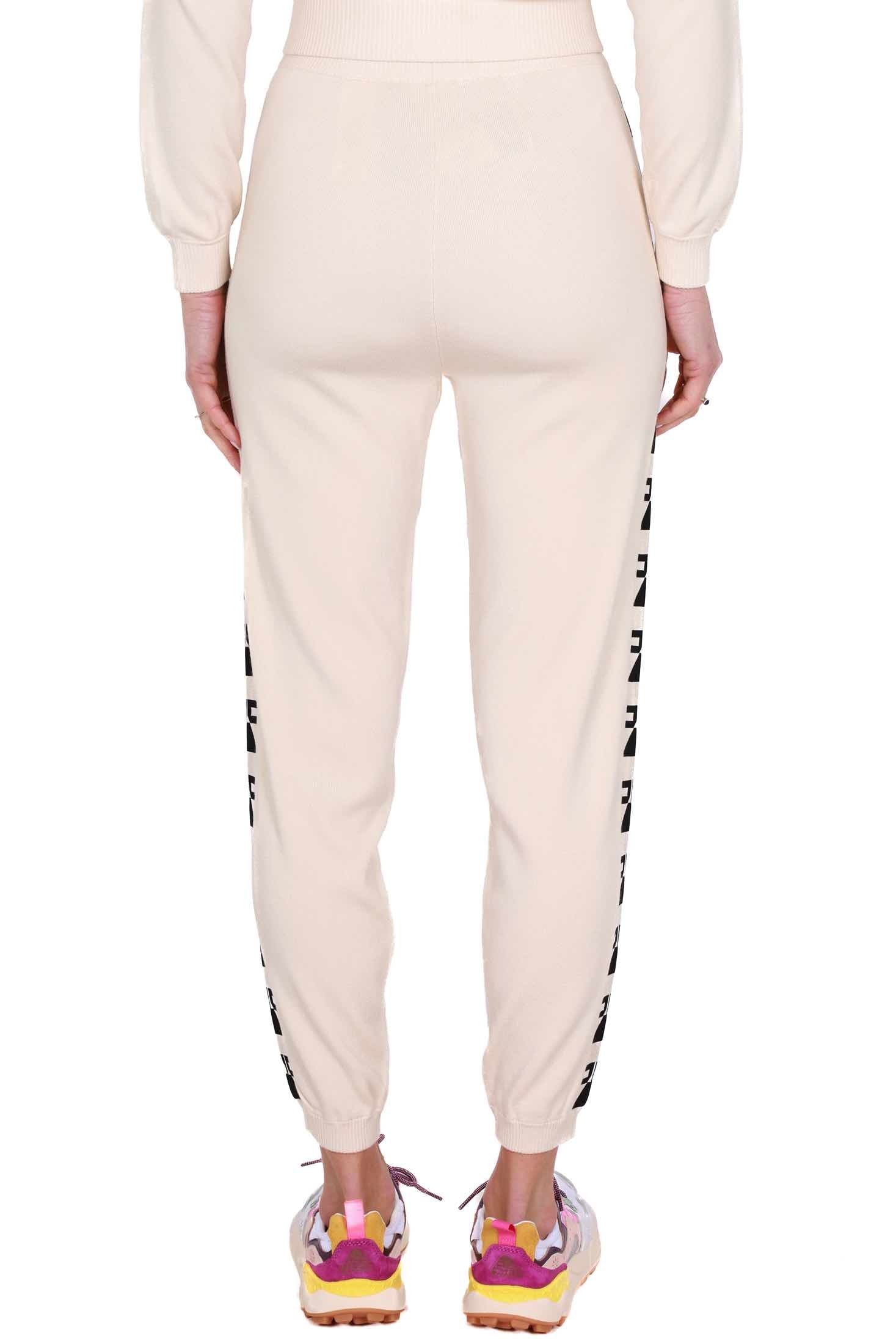 Elisabetta Franchi pantalone stile jogger con bande logo burro