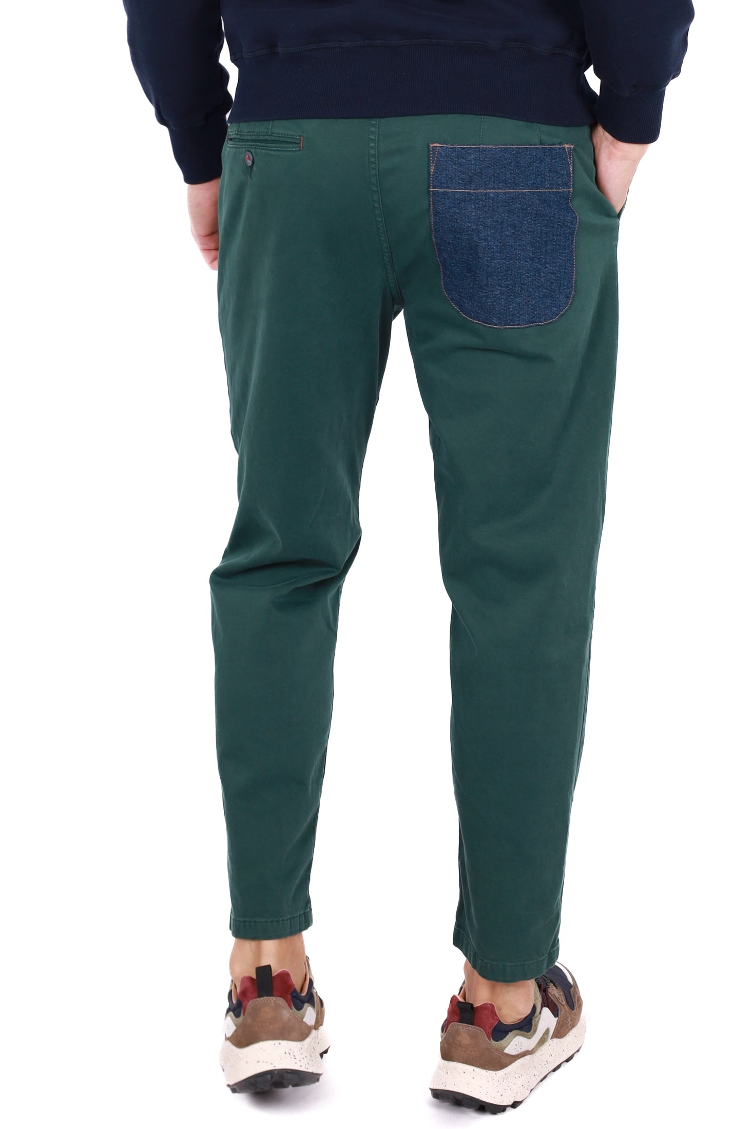 Berna pantalone uomo chinos con pinces verde