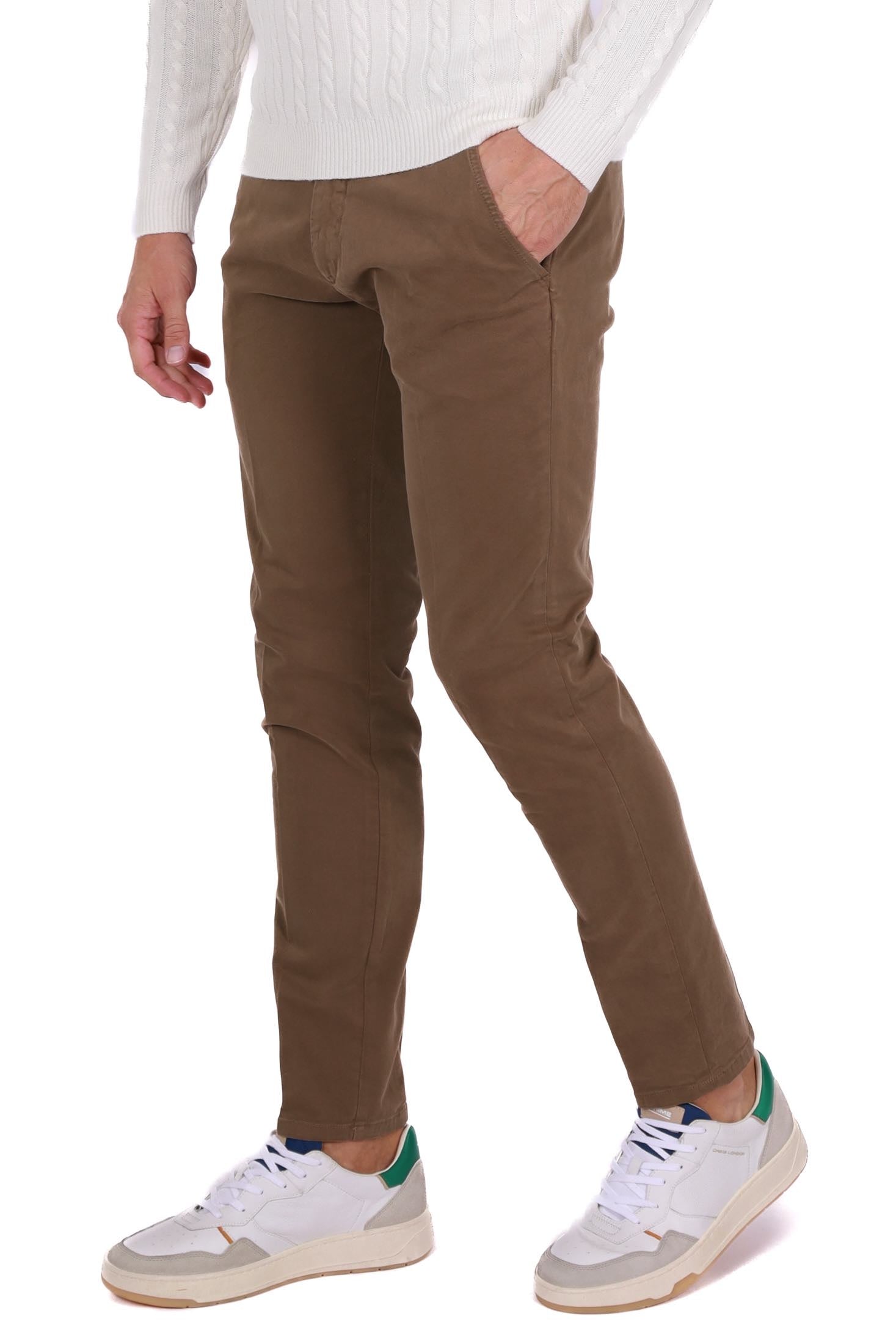 Roy Roger's Uomo pantalone uomo chinos in gabardine di cotone cammello