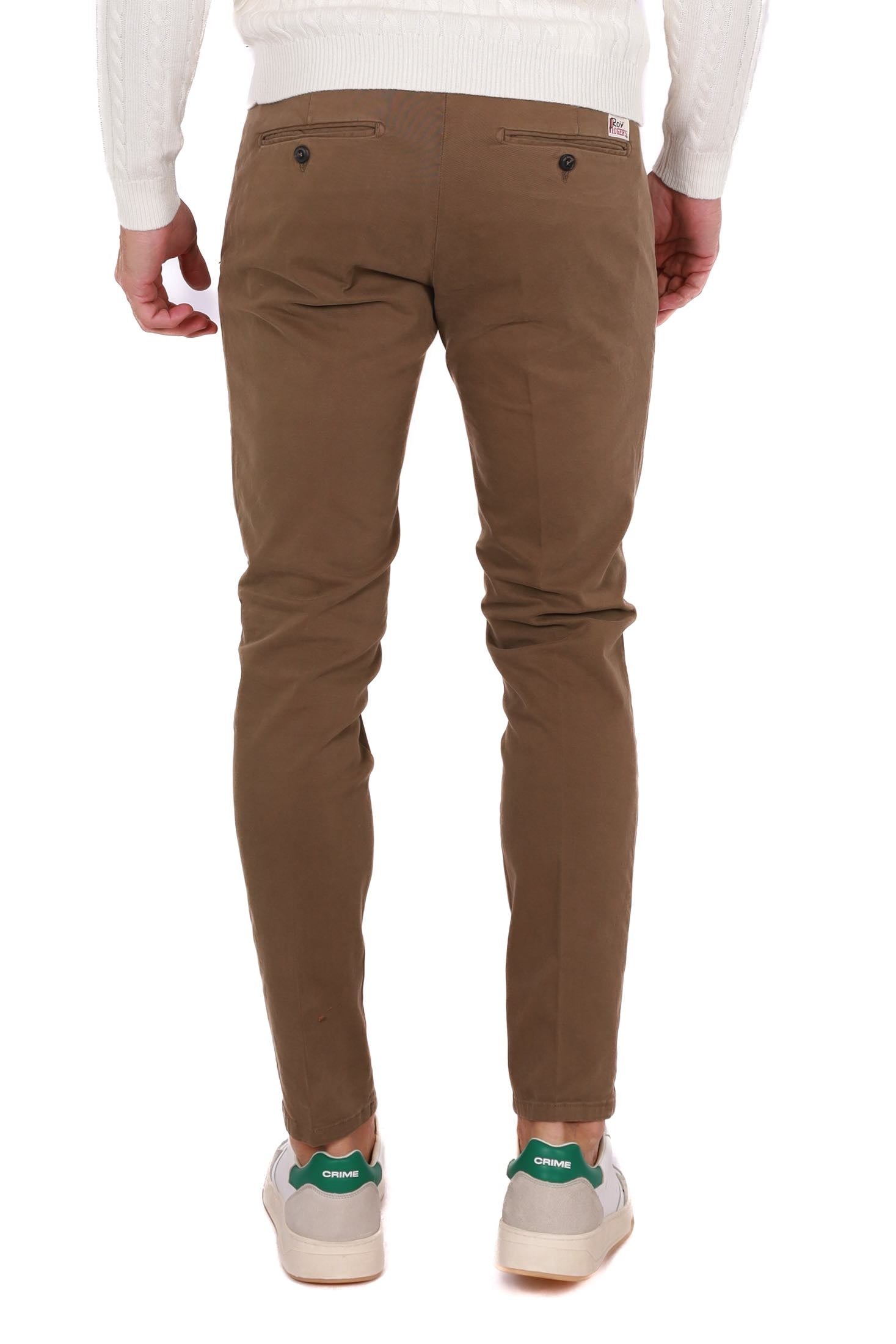 Roy Roger's Uomo pantalone uomo chinos in gabardine di cotone cammello