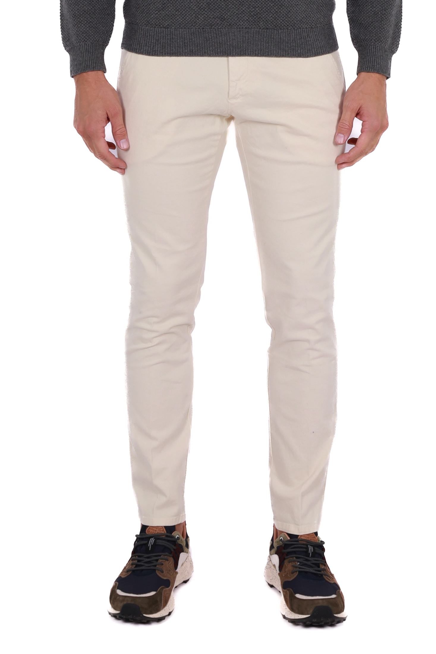 Roy Roger's Uomo pantalone uomo chinos in gabardine di cotone panna