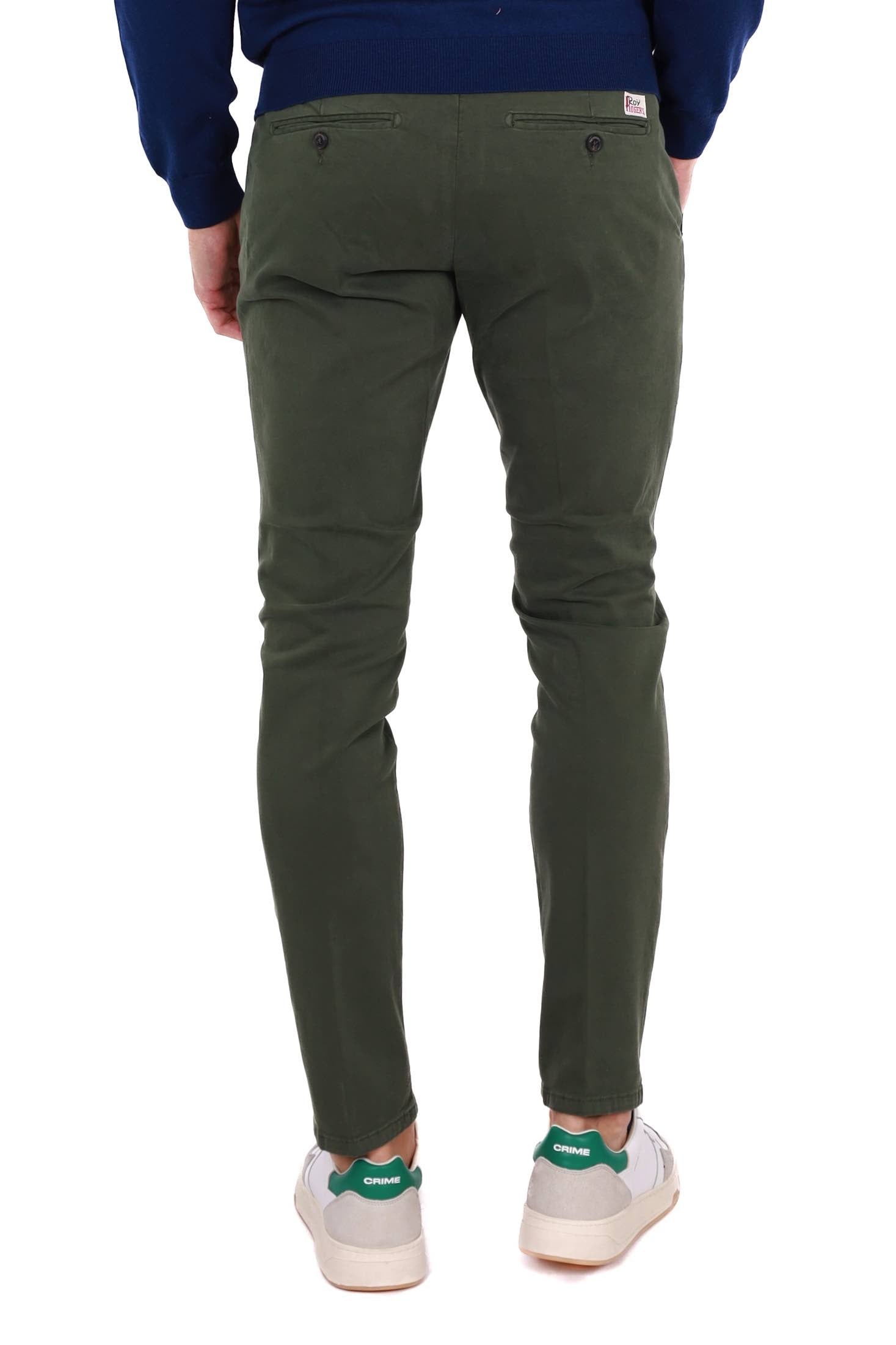 Roy Roger's Uomo pantalone uomo chinos in gabardine di cotone verde