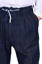 Berna pantalone uomo largo con laccio in denim blu