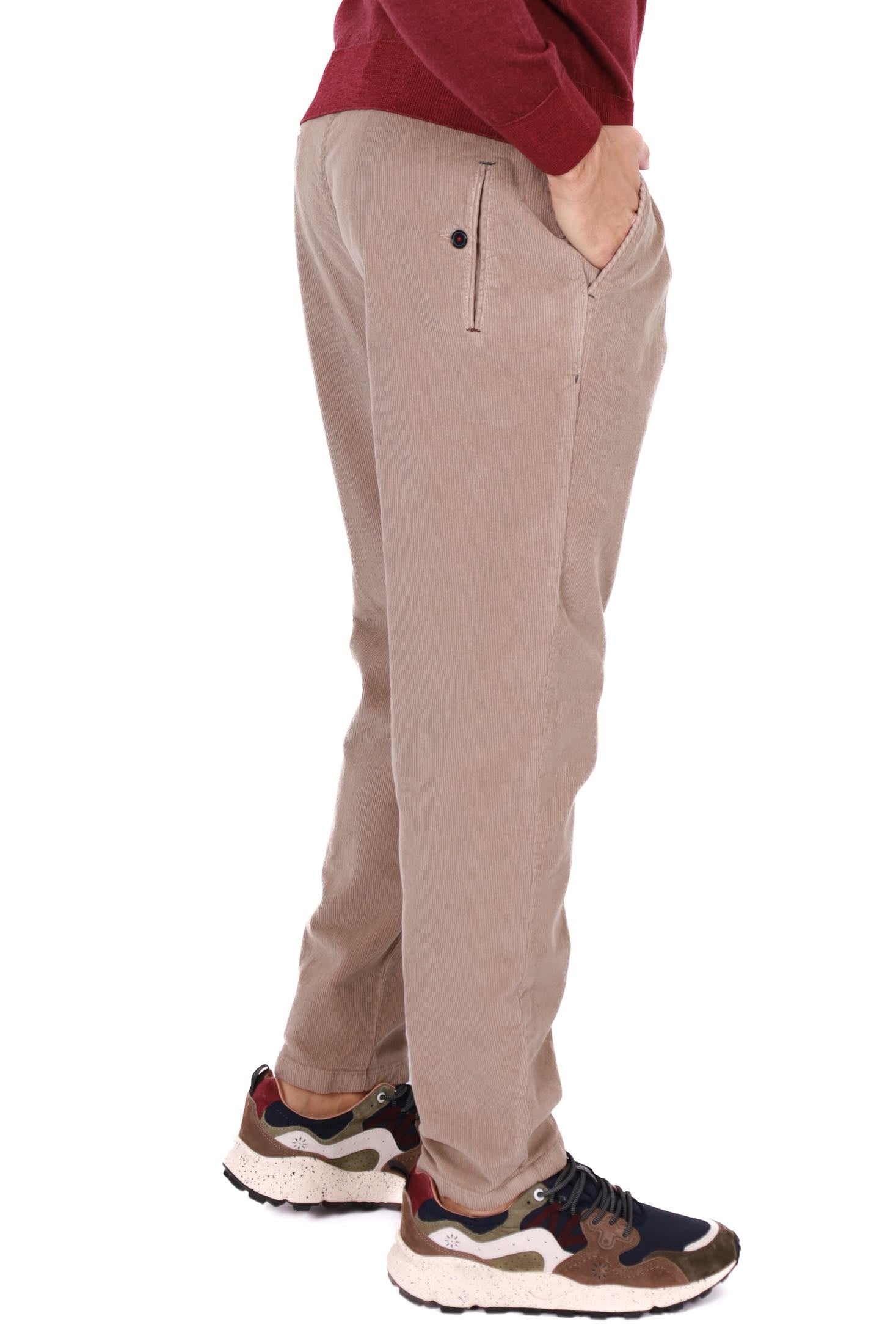 Berna pantalone uomo velluto con laccio in vita beige