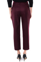 Fracomina pantalone vita alta con pinces e cintura bordeaux