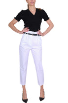 Fracomina pantalone vita alta in cotone stretch bianco