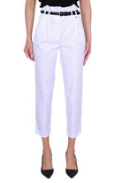 Fracomina pantalone vita alta in cotone stretch bianco