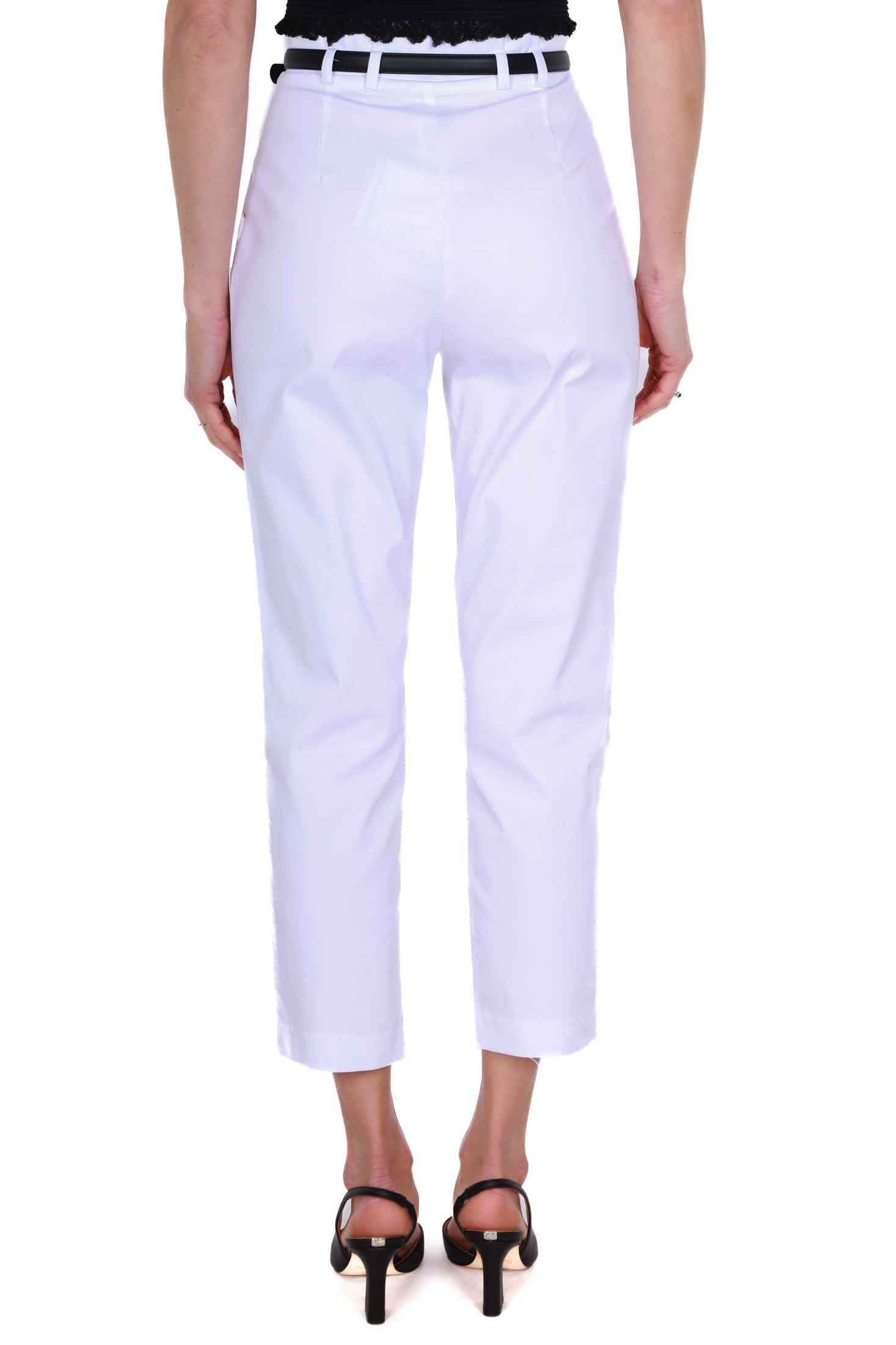 Fracomina pantalone vita alta in cotone stretch bianco