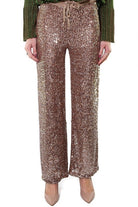 Dixie pantaloni a palazzo full paillettes rosa