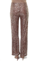 Dixie pantaloni a palazzo full paillettes rosa