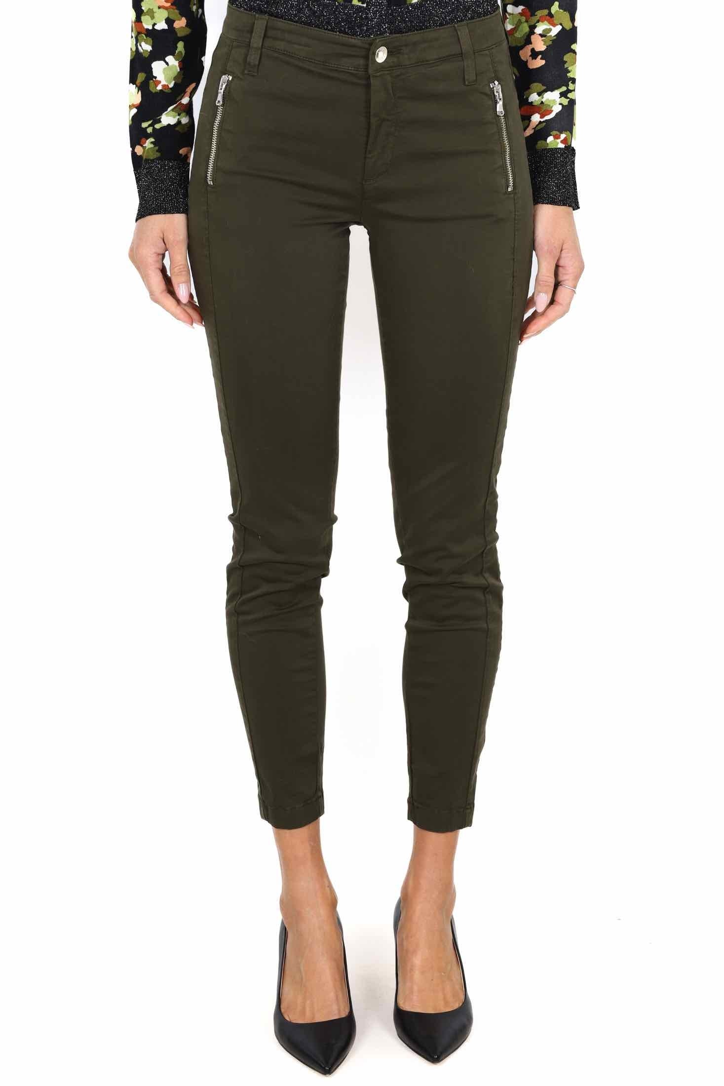 Liu Jo White pantaloni bottom up in cotone stretch verde