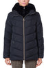 BLUE ECO FUR DOWN JACKET WITH HOOD