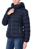 SHORT DOWN JACKET WITH BLUE HOOD