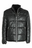 BLACK ECO-LEATHER SHORT DOWN JACKET