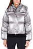 SHORT DOWN JACKET IN NYLON WITH SILVER LAMINATED EFFECT