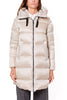 WOMEN'S LONG DOWN JACKET WITH BEIGE WRAP COLLAR